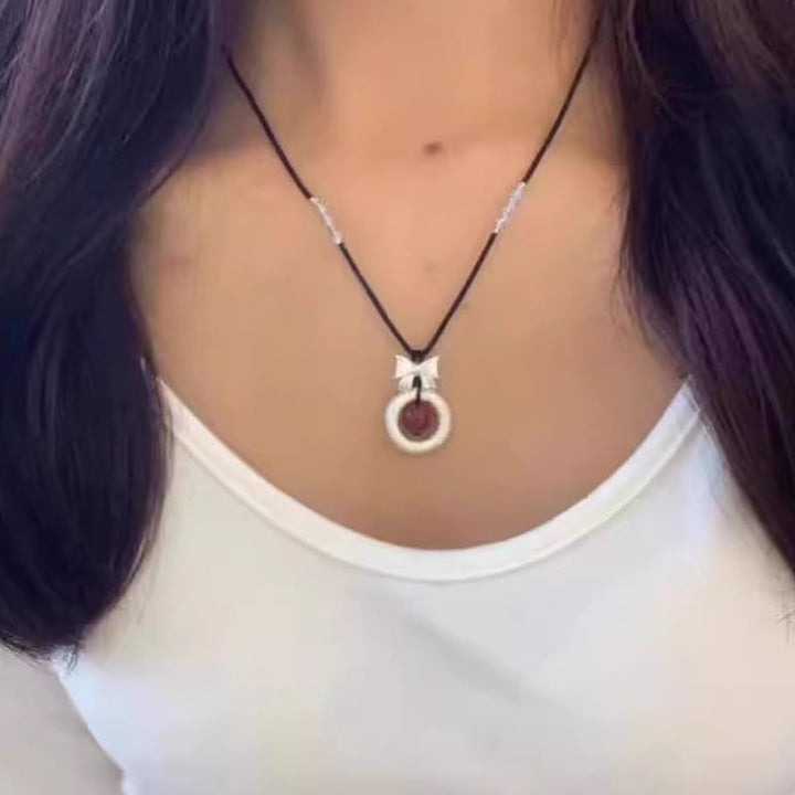 Buddha Stones en argent sterling 999 et agate rouge avec boucle de paix et bénédiction