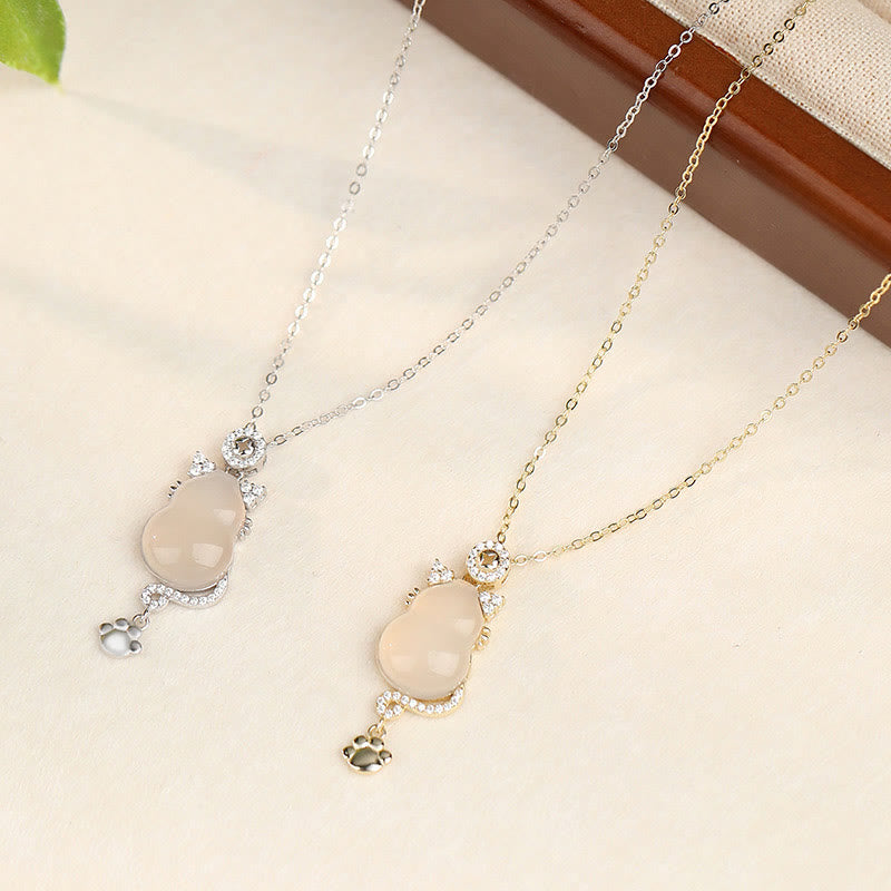 Collier pendentif protection chat en jade blanc et argent sterling 925 avec Buddha Stones - image 10