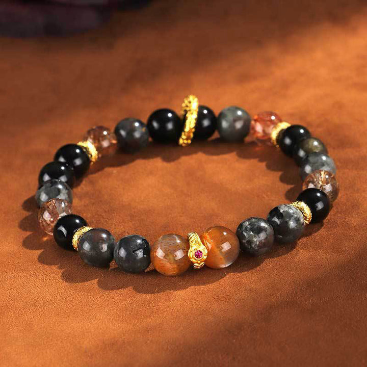 Bracelet positif en pierre de lave et pierre de soleil Buddha Stones