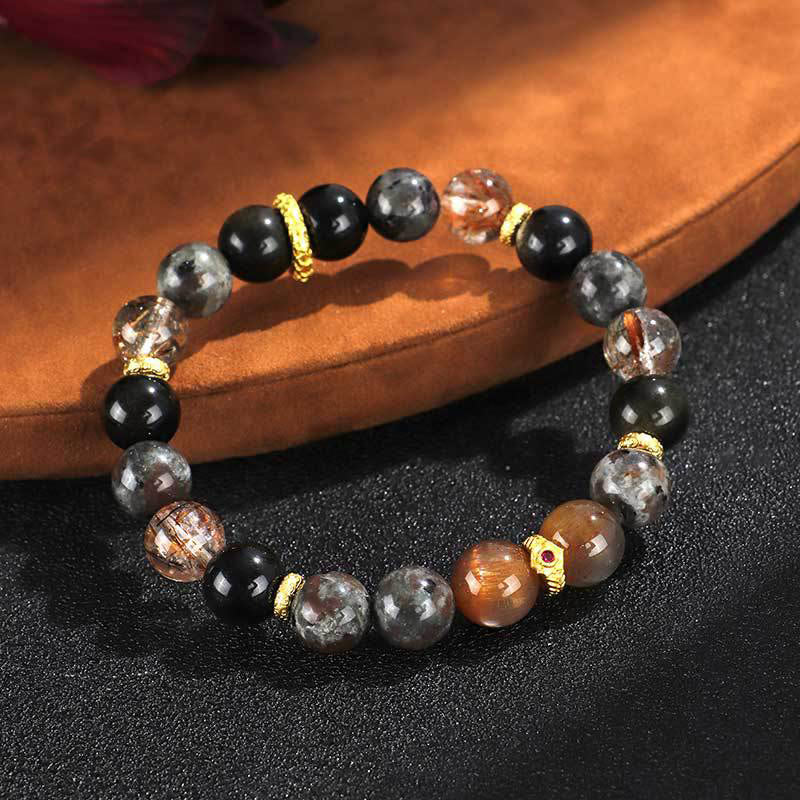 Bracelet positif en pierre de lave et pierre de soleil Buddha Stones