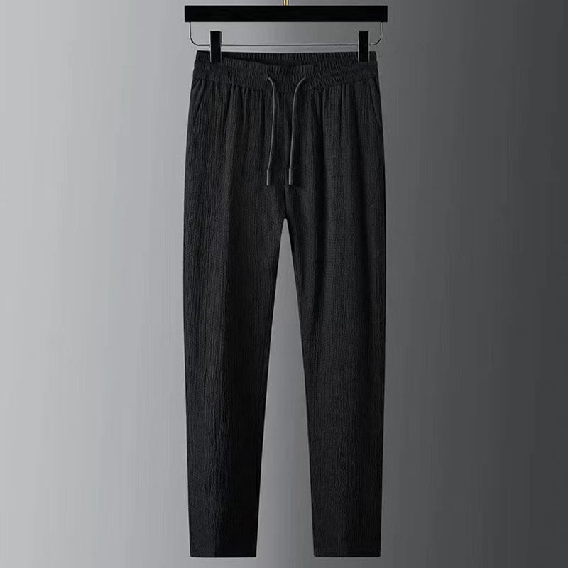 Ensemble haut à manches longues et pantalon de couleur pure Buddha Stones pour hommes - image 3