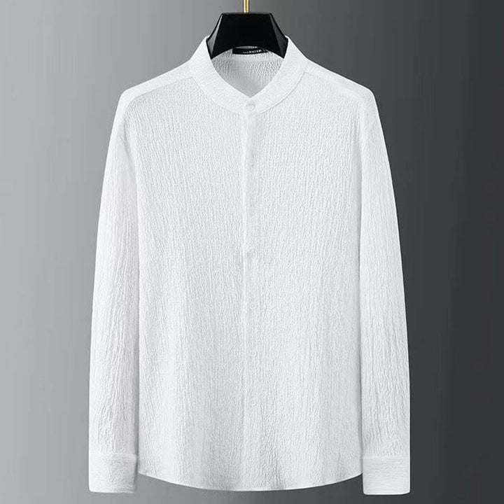 Ensemble haut à manches longues et pantalon de couleur pure Buddha Stones pour hommes - image 5