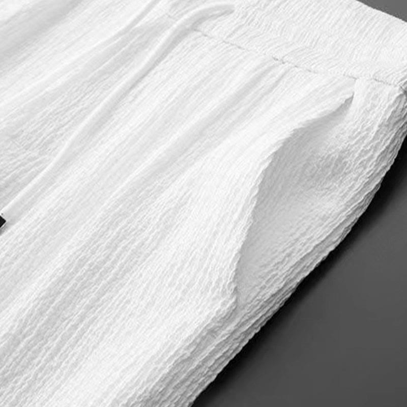 Ensemble haut à manches longues et pantalon de couleur pure Buddha Stones pour hommes - image 8