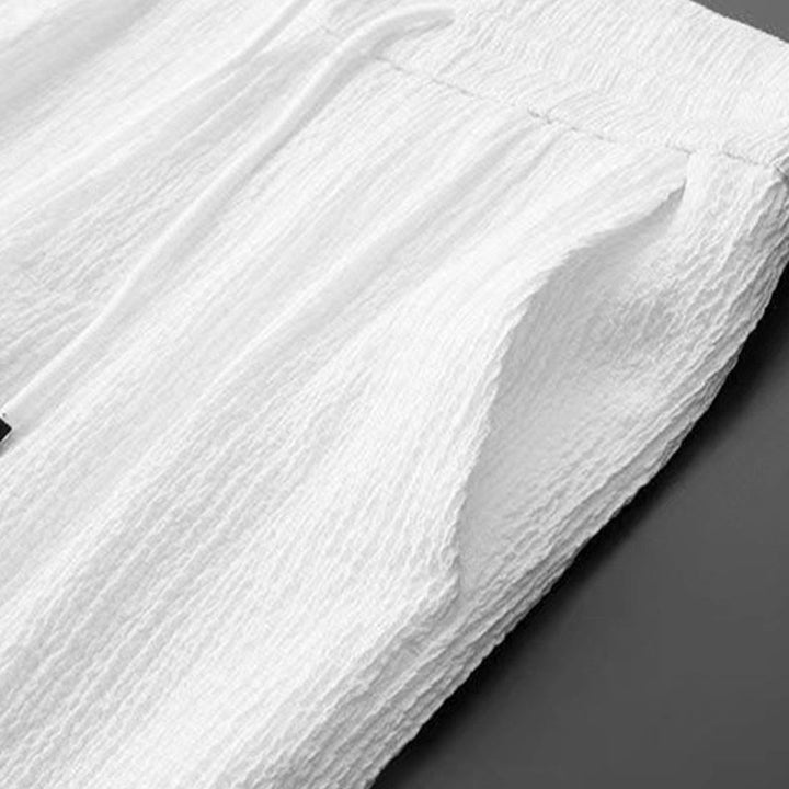 Ensemble haut à manches longues et pantalon de couleur pure Buddha Stones pour hommes - image 8