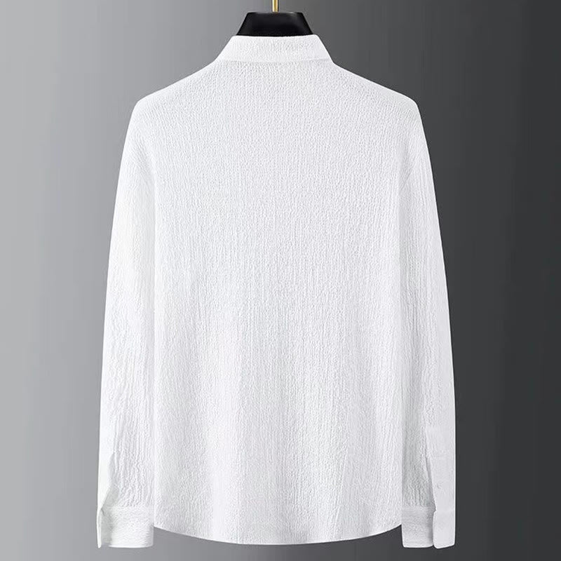 Ensemble haut à manches longues et pantalon de couleur pure Buddha Stones pour hommes - image 6