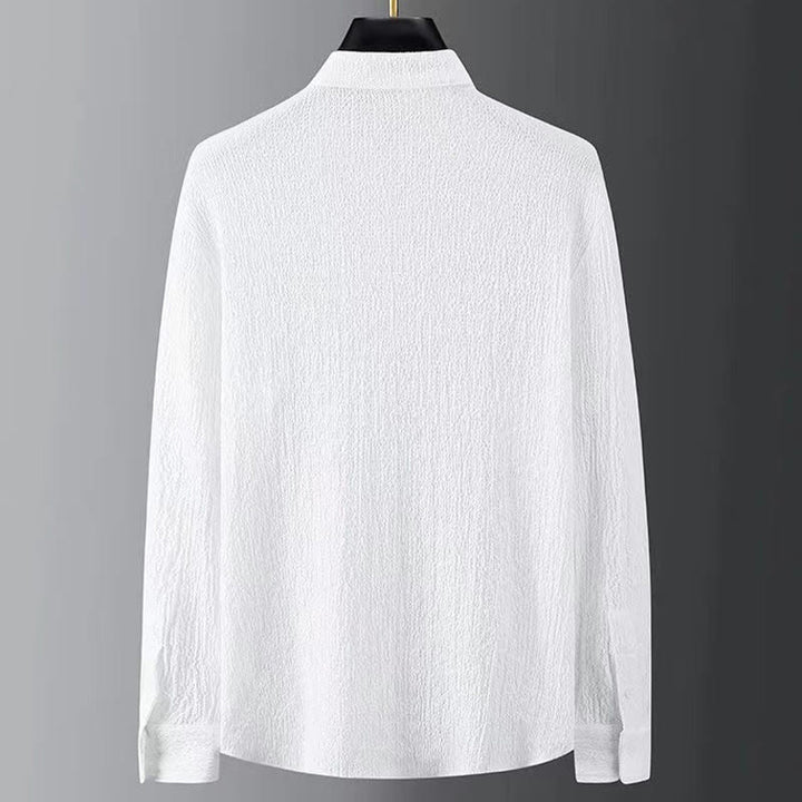 Ensemble haut à manches longues et pantalon de couleur pure Buddha Stones pour hommes - image 6