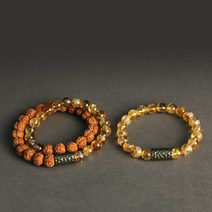 Bracelet double tour de protection en pierres de Buddha Stones et graines de Bodhi