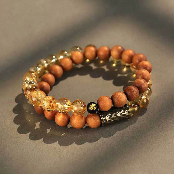 Bracelet double tour de protection en pierres de Buddha Stones et graines de Bodhi