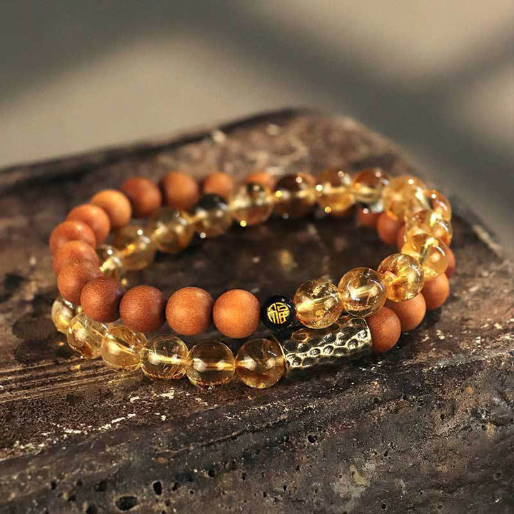 Bracelet double tour de protection en pierres de Buddha Stones et graines de Bodhi
