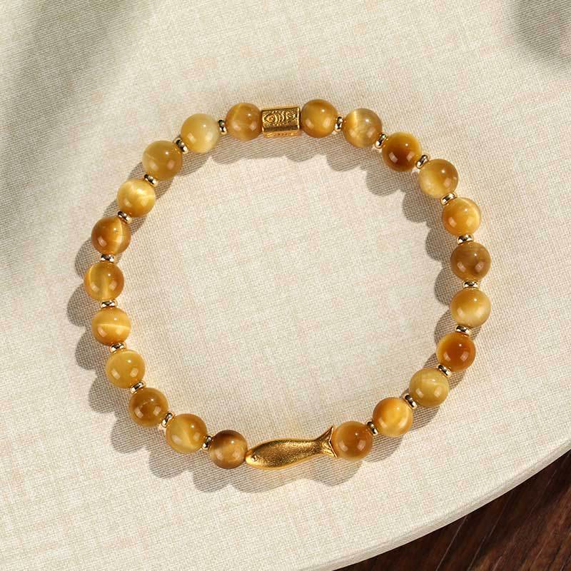 Bracelet courage en Buddha Stones œil de tigre poisson koï