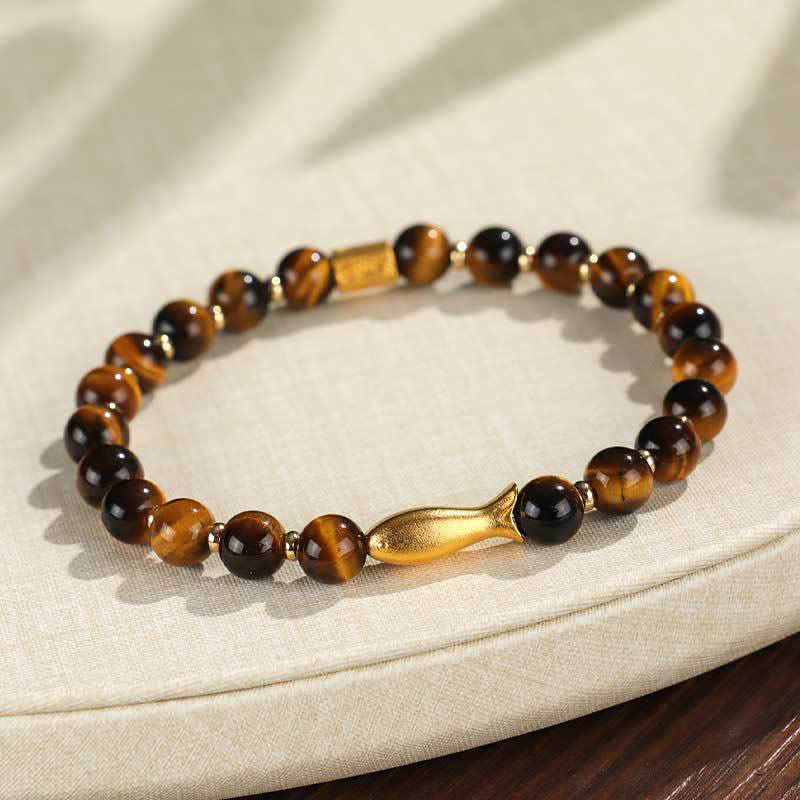 Bracelet courage en Buddha Stones œil de tigre poisson koï