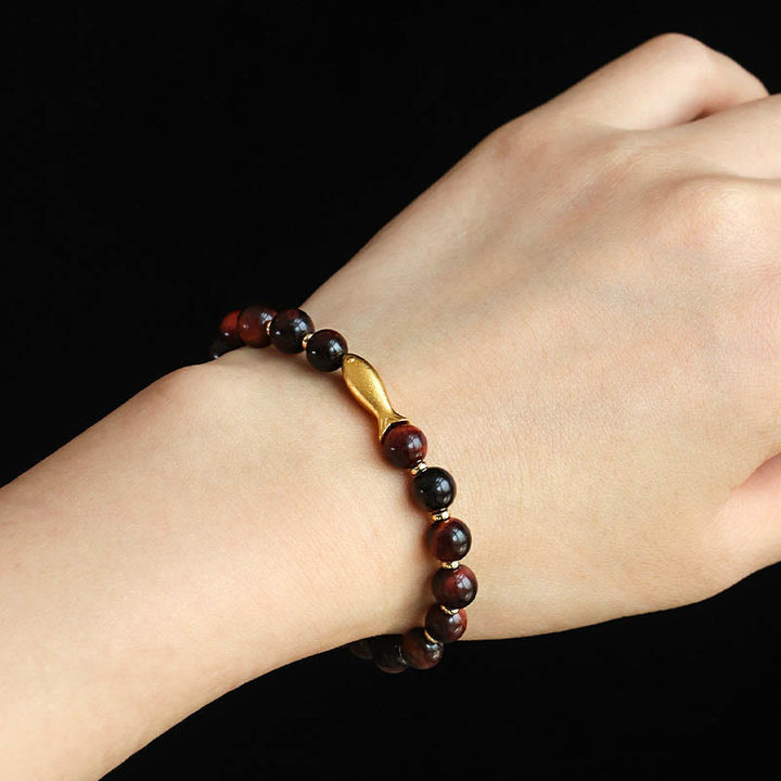 Bracelet courage en Buddha Stones œil de tigre poisson koï