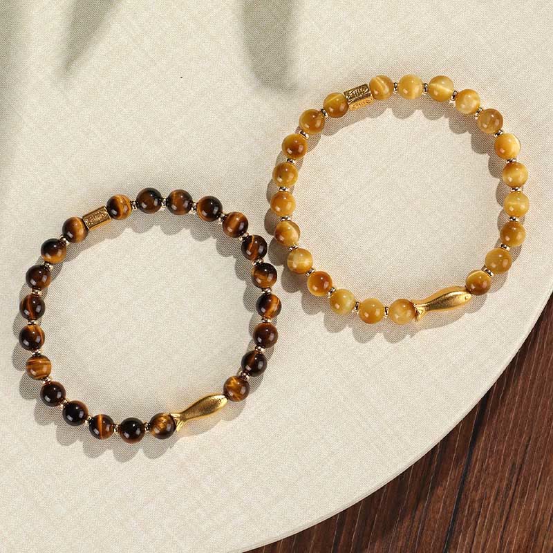 Bracelet courage en Buddha Stones œil de tigre poisson koï