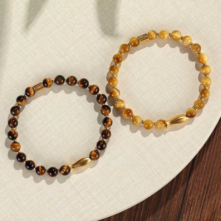 Bracelet courage en Buddha Stones œil de tigre poisson koï