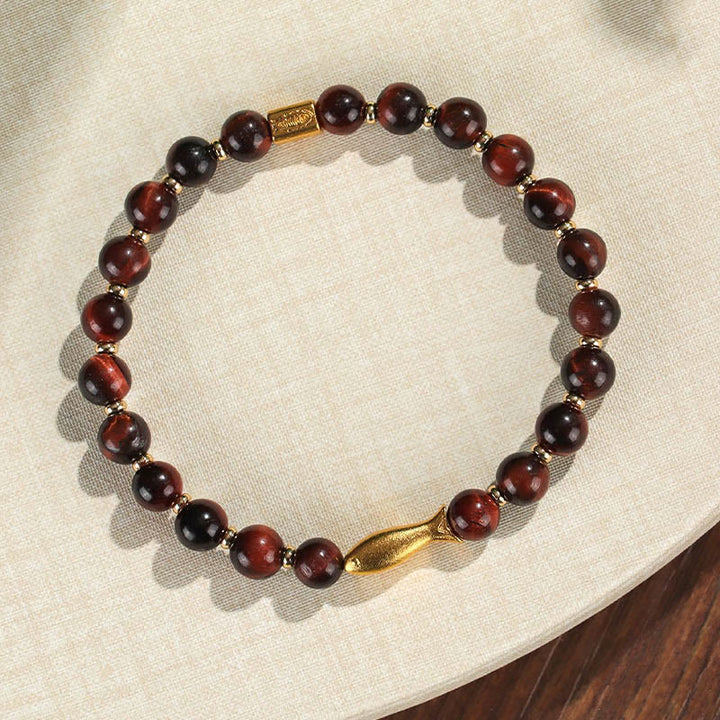 Bracelet courage en Buddha Stones œil de tigre poisson koï