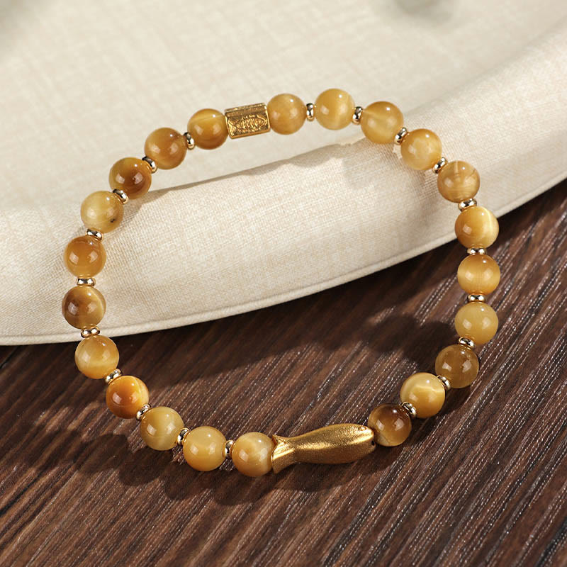 Bracelet courage en Buddha Stones œil de tigre poisson koï