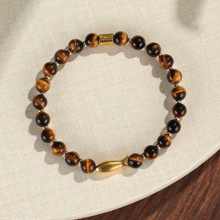 Bracelet courage en Buddha Stones œil de tigre poisson koï