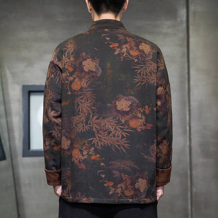 Chemise longue en coton pour homme, costume chinois Tang à boutons de grenouille avec Buddha Stones - image 2