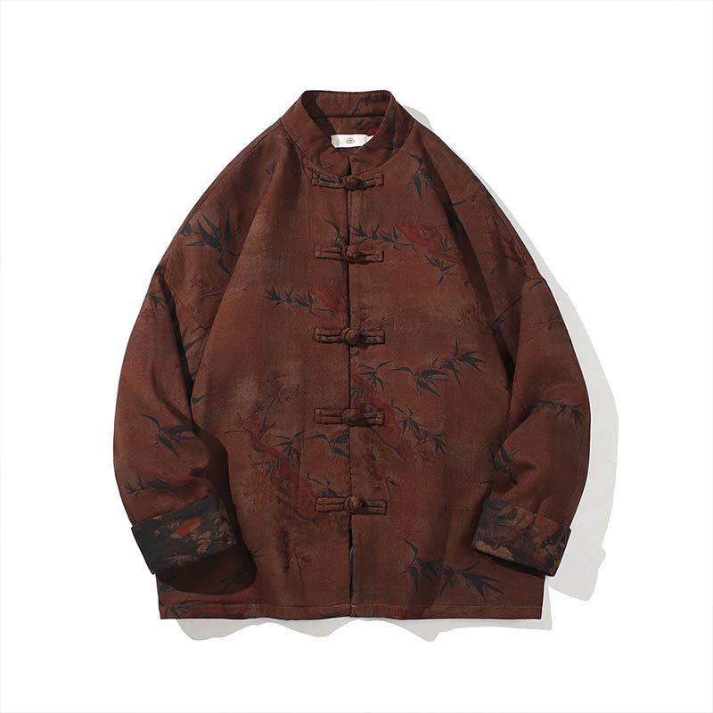Chemise longue en coton pour homme, costume chinois Tang à boutons de grenouille avec Buddha Stones - image 24