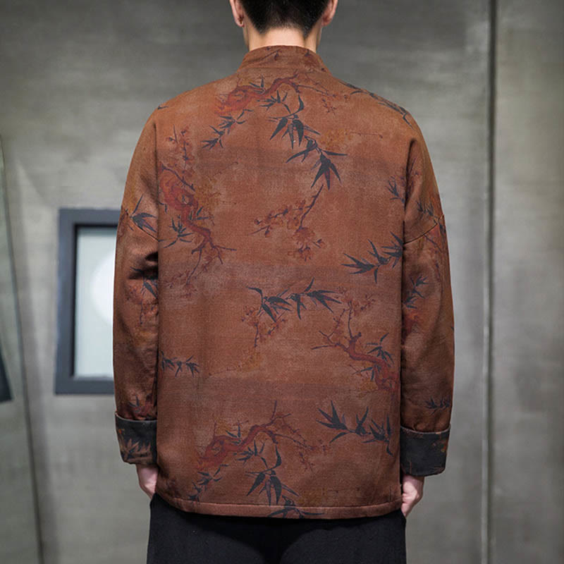 Chemise longue en coton pour homme, costume chinois Tang à boutons de grenouille avec Buddha Stones - image 12