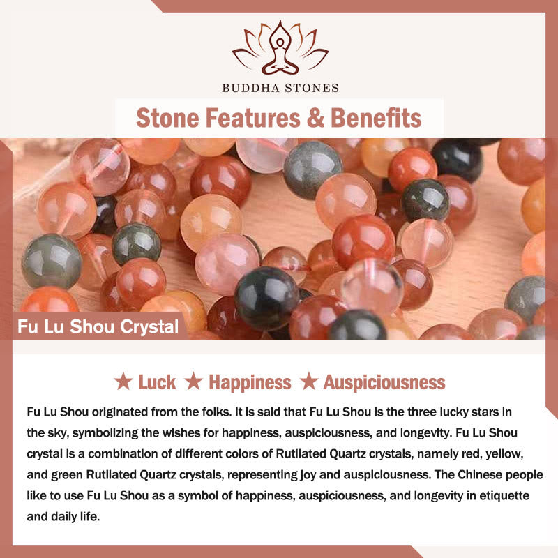 Bracelet porte-bonheur en perles de jade blanc Hetian en cristal naturel Fu Lu Shou de Buddha Stones