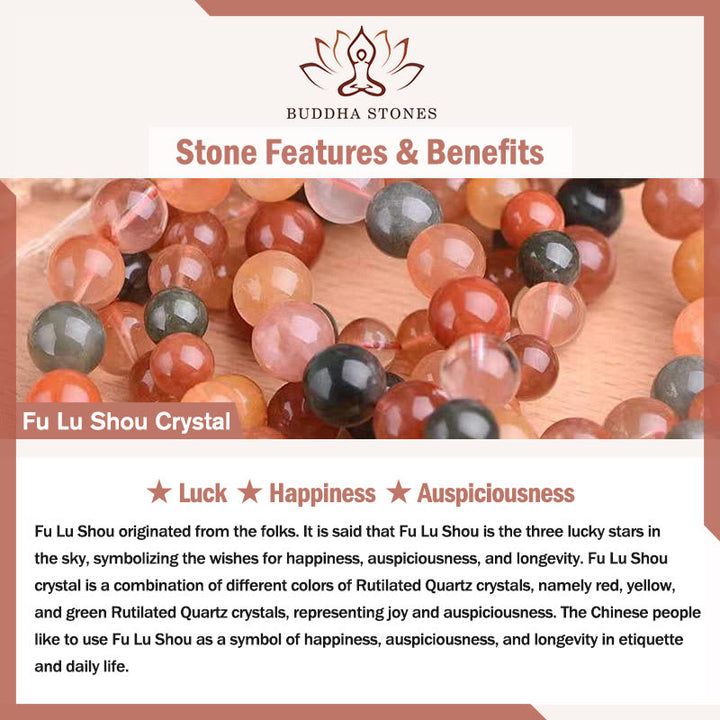 Bracelet porte-bonheur en perles de jade blanc Hetian en cristal naturel Fu Lu Shou de Buddha Stones