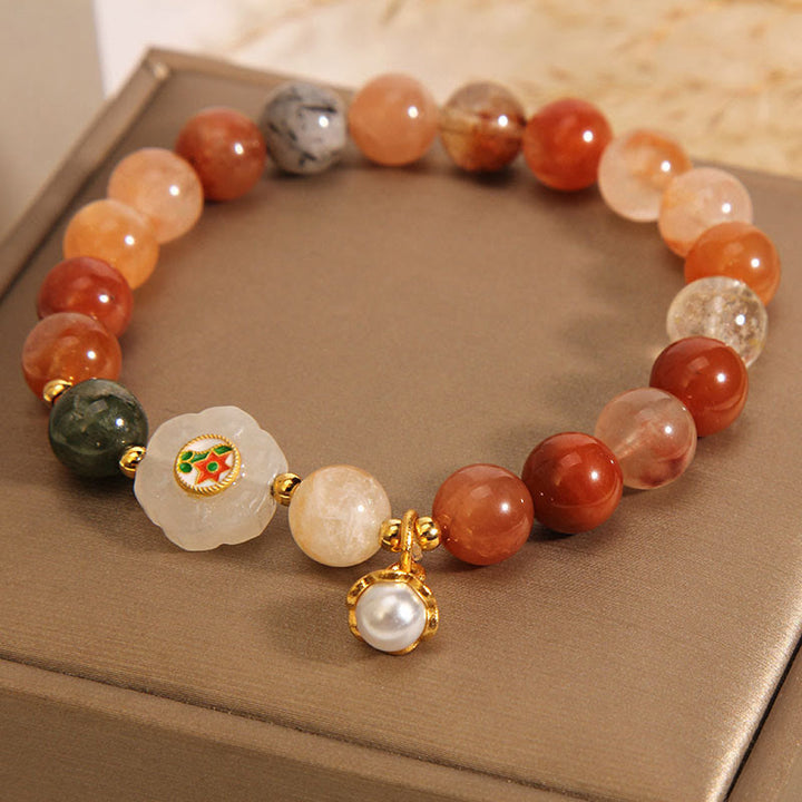 Bracelet porte-bonheur en perles de jade blanc Hetian en cristal naturel Fu Lu Shou de Buddha Stones