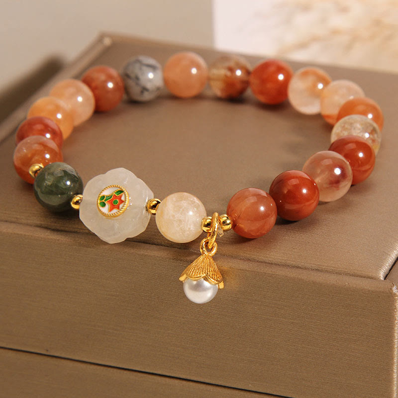 Bracelet porte-bonheur en perles de jade blanc Hetian en cristal naturel Fu Lu Shou de Buddha Stones