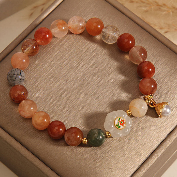 Bracelet porte-bonheur en perles de jade blanc Hetian en cristal naturel Fu Lu Shou de Buddha Stones