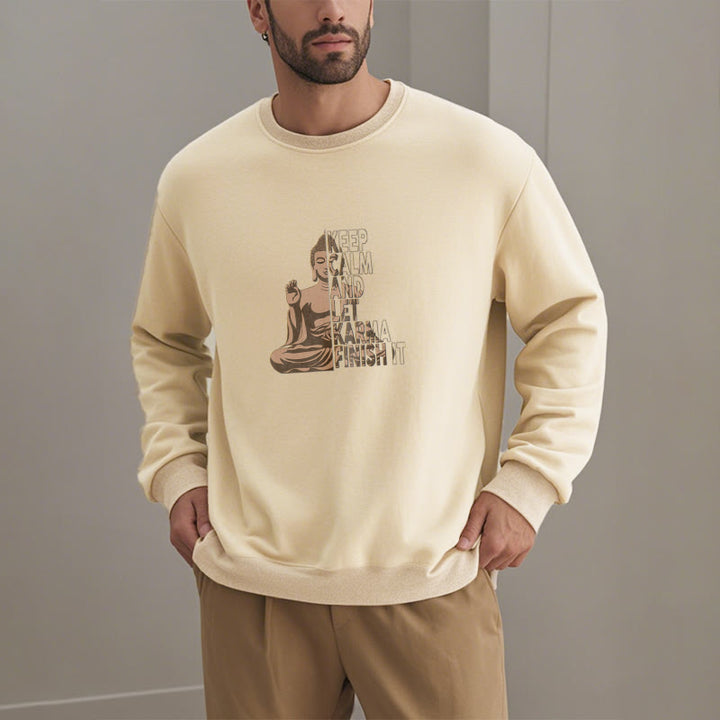 Buddha Stones RESTEZ CALME ET LAISSER LE KARMA FINIR Sweat-shirt en polyester doublé polaire