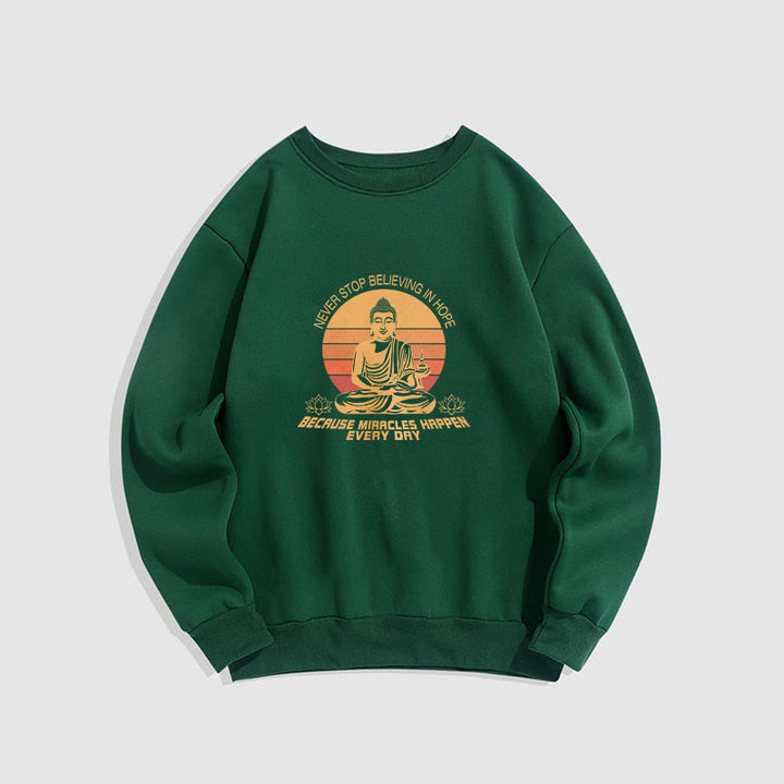 Sweat-shirt en polyester doublé polaire Buddha Stones Never Stop Believe In Hope