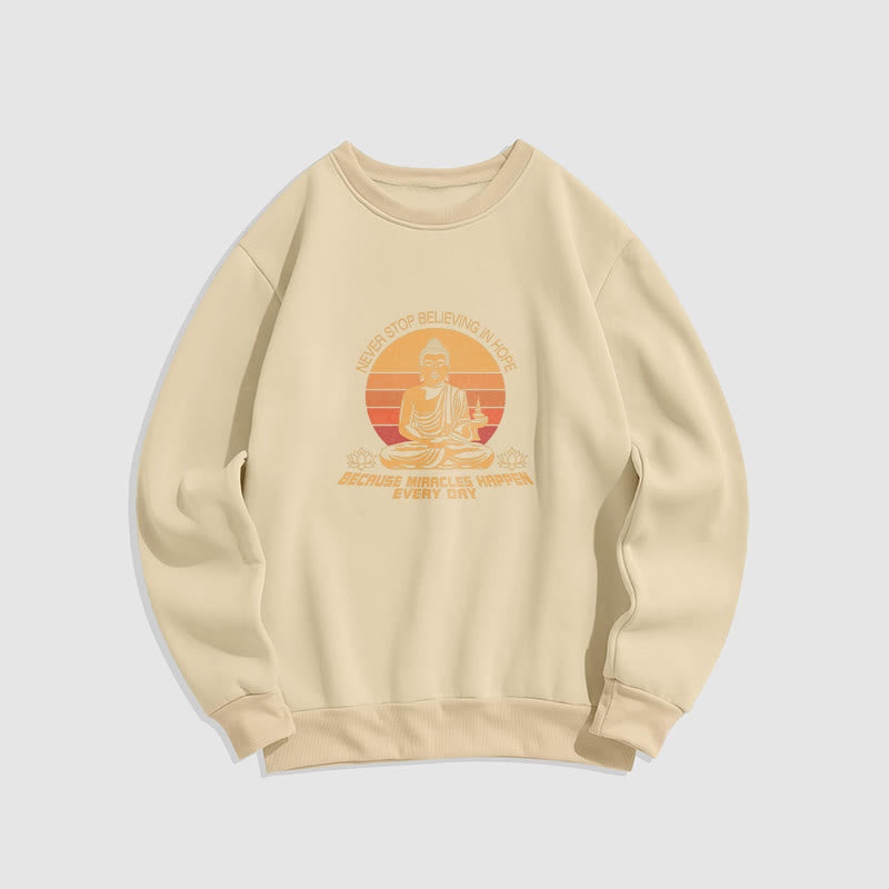 Sweat-shirt en polyester doublé polaire Buddha Stones Never Stop Believe In Hope