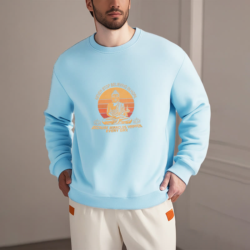 Sweat-shirt en polyester doublé polaire Buddha Stones Never Stop Believe In Hope