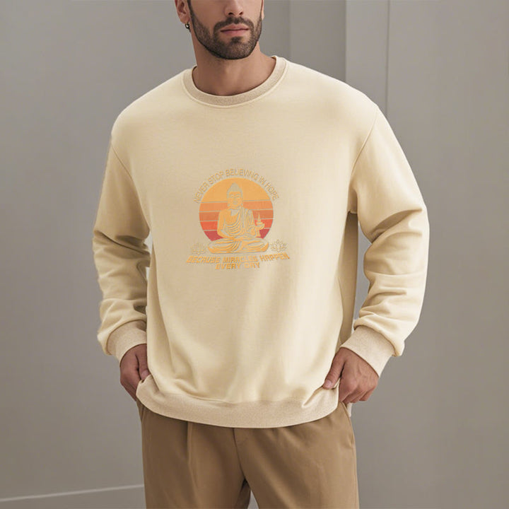 Sweat-shirt en polyester doublé polaire Buddha Stones Never Stop Believe In Hope