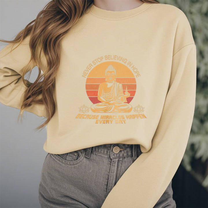 Sweat-shirt en polyester doublé polaire Buddha Stones Never Stop Believe In Hope