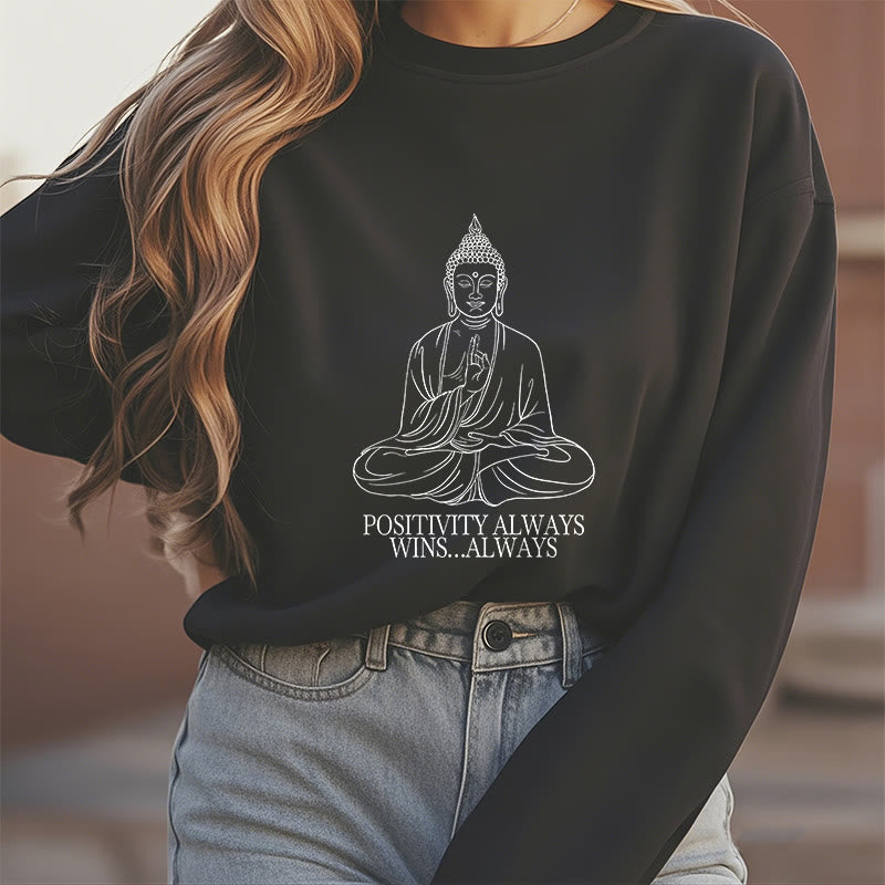 Sweat-shirt en polyester doublé polaire Buddha Stones Positivity Always Wins