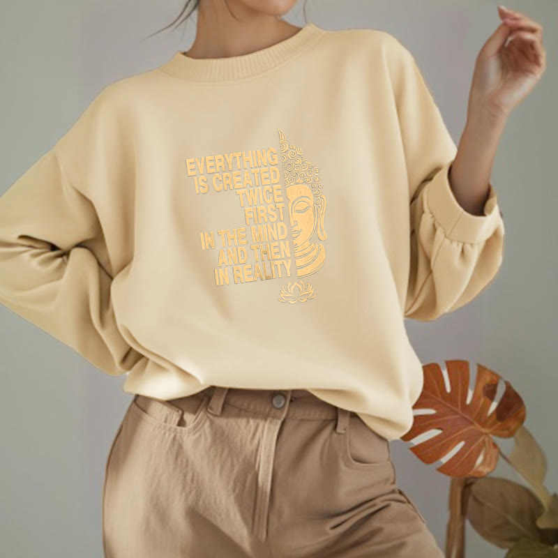 Sweat-shirt en polyester doublé polaire Buddha Stones Everything Is Created Twice