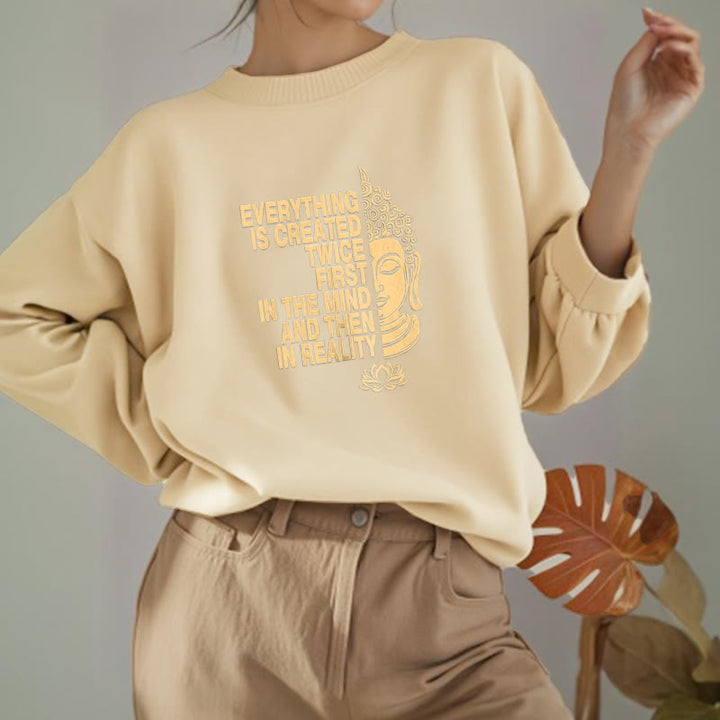 Sweat-shirt en polyester doublé polaire Buddha Stones Everything Is Created Twice