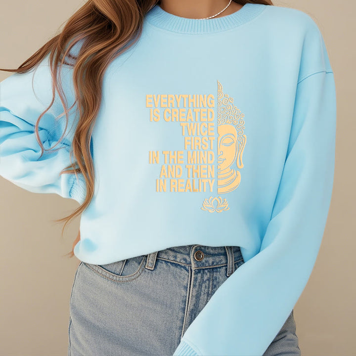 Sweat-shirt en polyester doublé polaire Buddha Stones Everything Is Created Twice