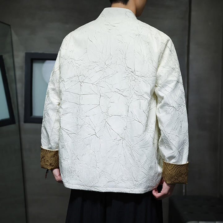 Buddha Stones Tang Suit Casual Frog-button Manches longues Nylon Hommes Veste Chemise Vêtements - image 11