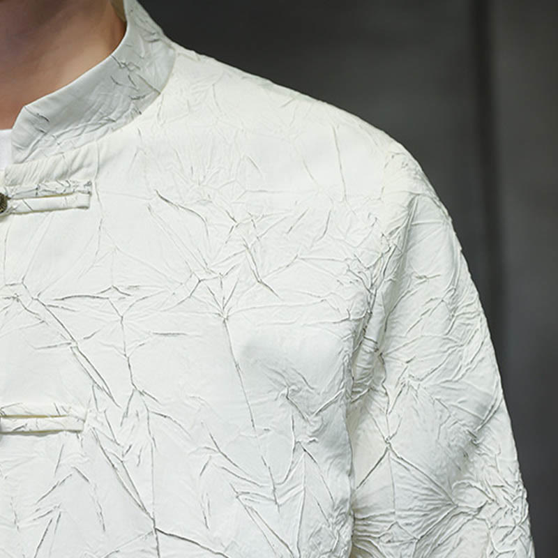 Buddha Stones Tang Suit Casual Frog-button Manches longues Nylon Hommes Veste Chemise Vêtements - image 12