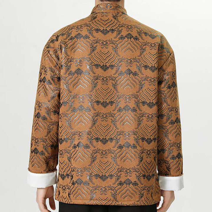 Chemise longue en forme de vague pour homme, costume chinois Tang avec boutons en cuivre et Buddha Stones - image 21