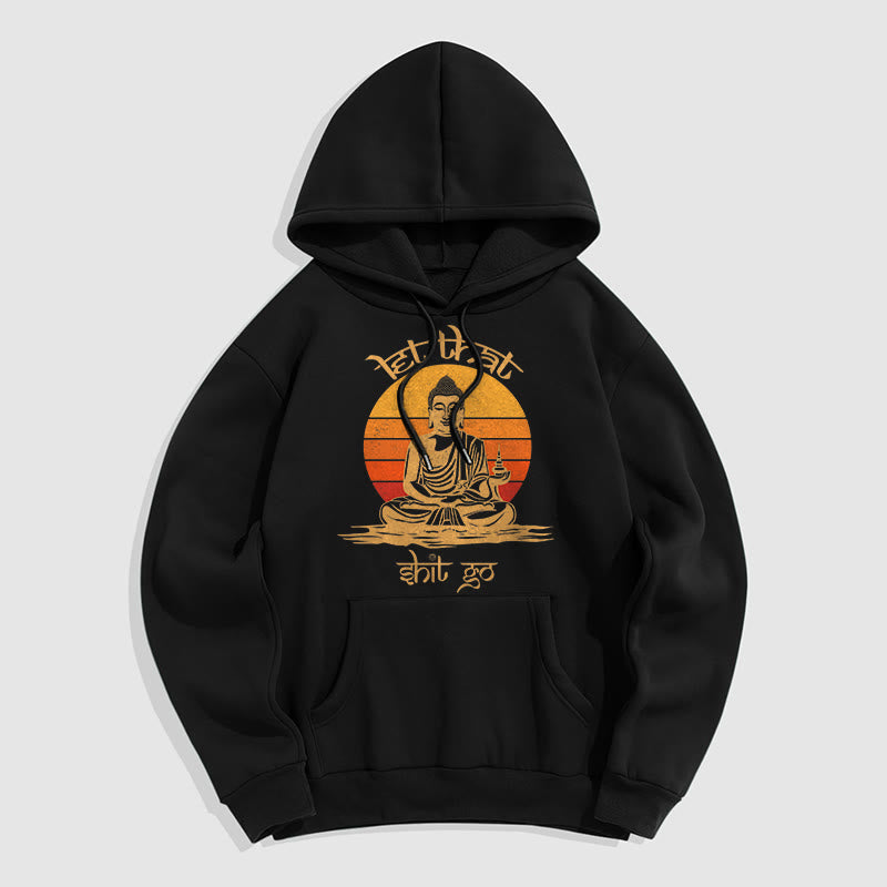 Buddha Stones Let That Shit Go Bouddha Sweat à capuche doublé en polaire polyester - Noir - 2XL - image 0