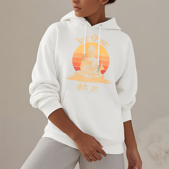 Buddha Stones Let That Shit Go Bouddha Sweat à capuche doublé en polaire polyester