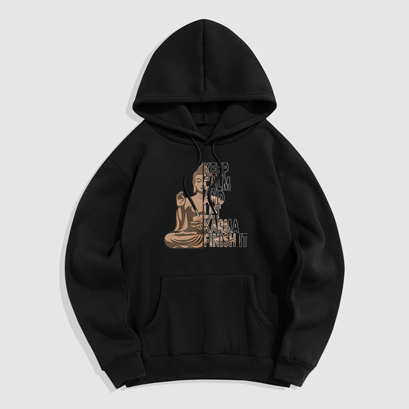 Les Buddha Stones restent calmes et laissent le karma le finir Sweat à capuche doublé en polaire polyester Bouddha