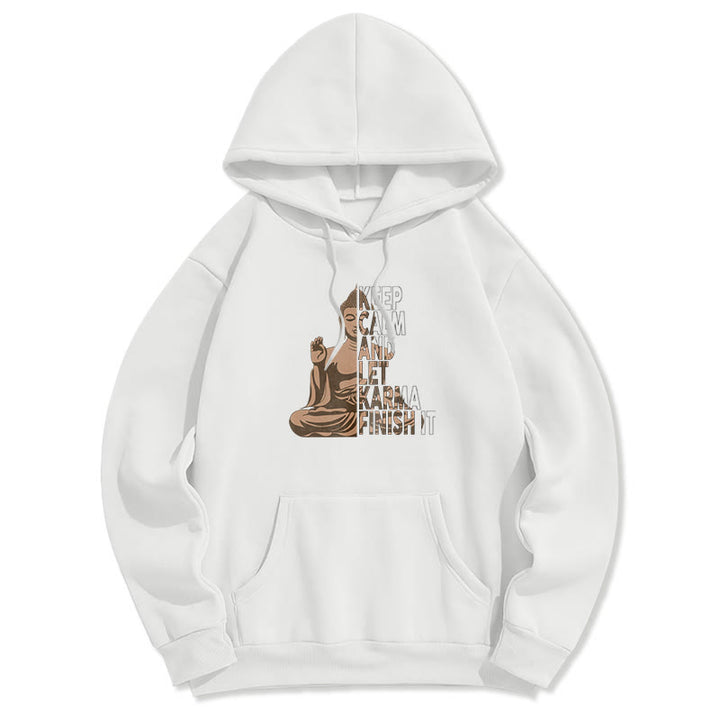 Les Buddha Stones restent calmes et laissent le karma le finir Sweat à capuche doublé en polaire polyester Bouddha