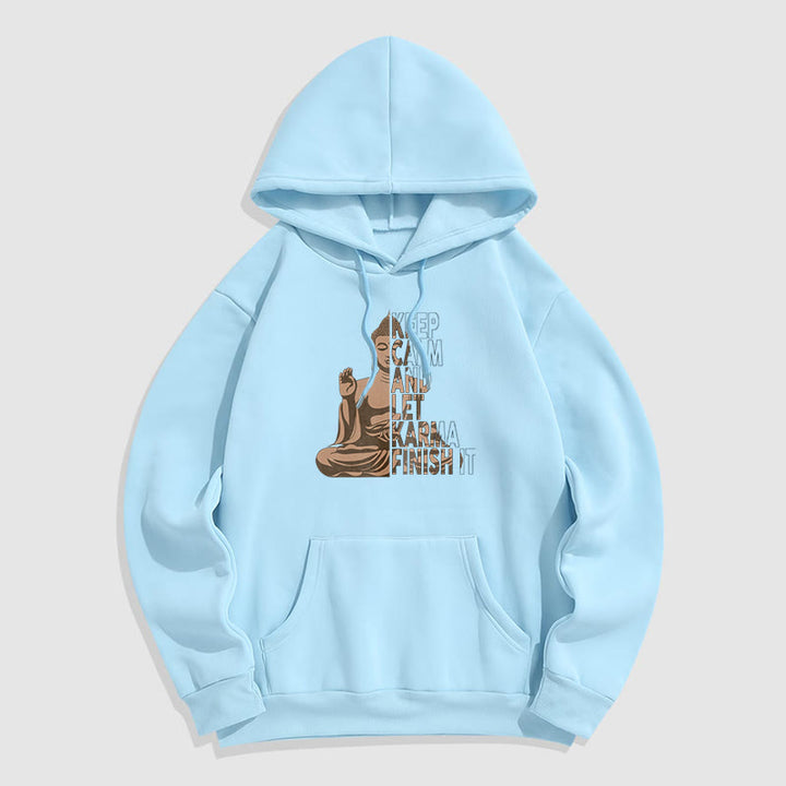 Les Buddha Stones restent calmes et laissent le karma le finir Sweat à capuche doublé en polaire polyester Bouddha
