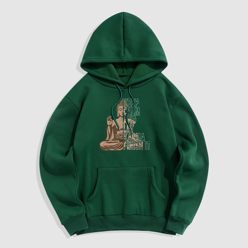 Les Buddha Stones restent calmes et laissent le karma le finir Sweat à capuche doublé en polaire polyester Bouddha