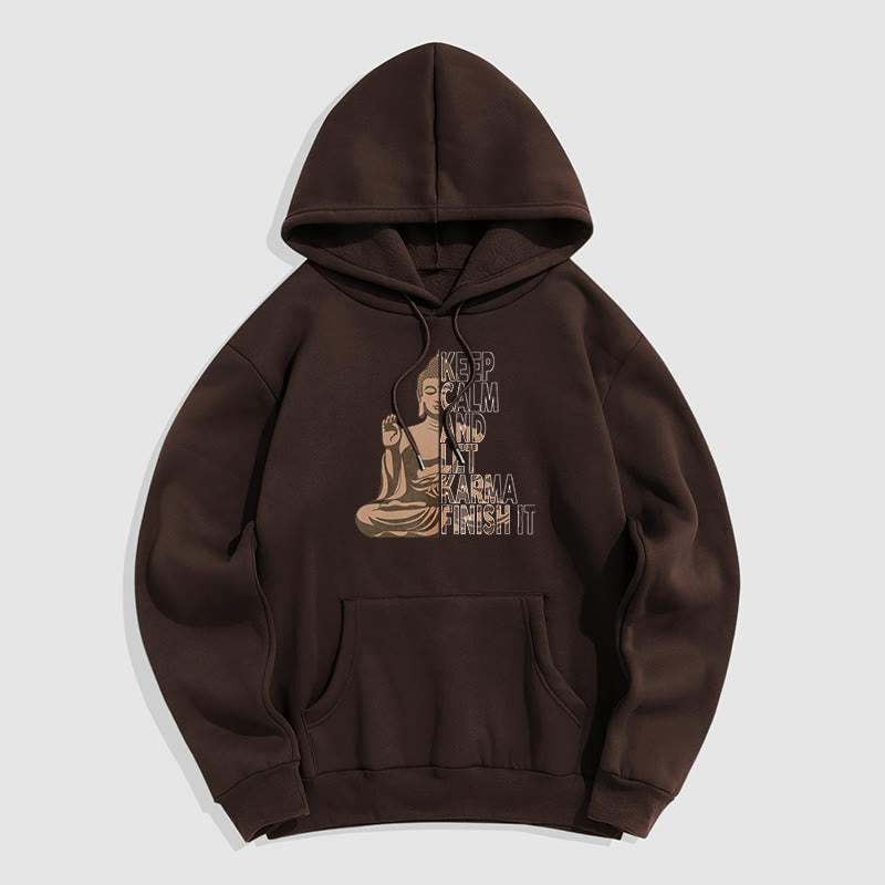 Les Buddha Stones restent calmes et laissent le karma le finir Sweat à capuche doublé en polaire polyester Bouddha