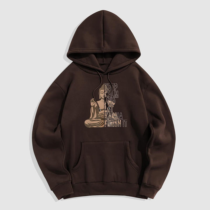 Les Buddha Stones restent calmes et laissent le karma le finir Sweat à capuche doublé en polaire polyester Bouddha